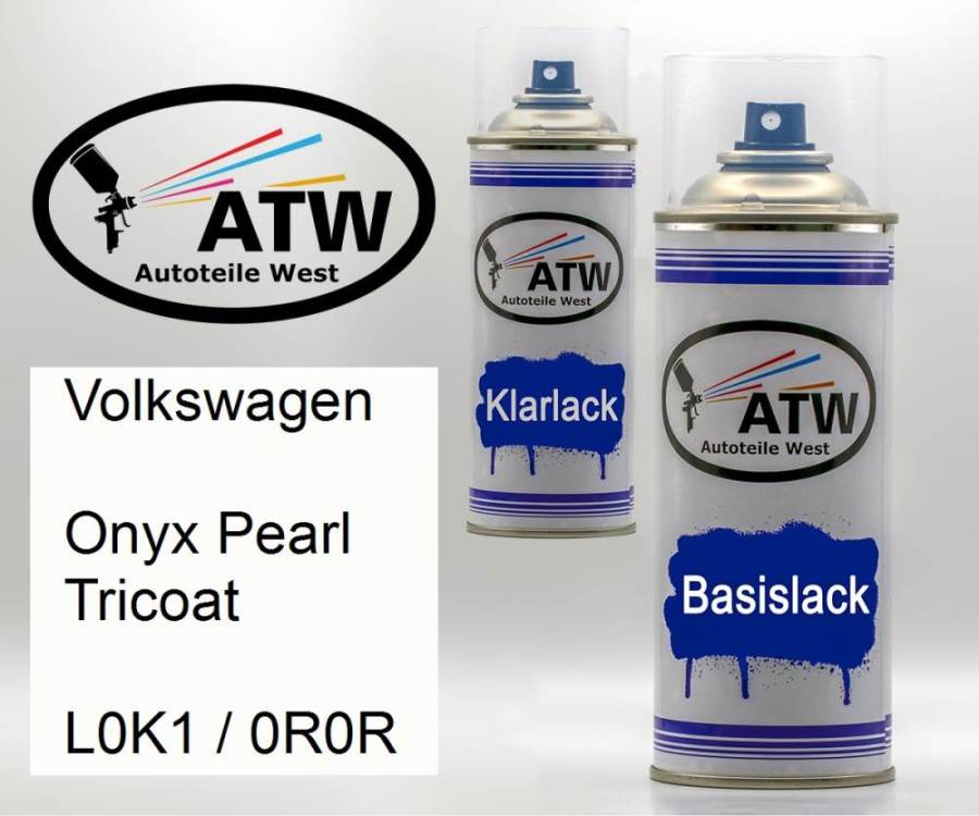 Volkswagen, Onyx Pearl Tricoat, L0K1 / 0R0R: 400ml Sprühdose + 400ml Klarlack - Set, von ATW Autoteile West.